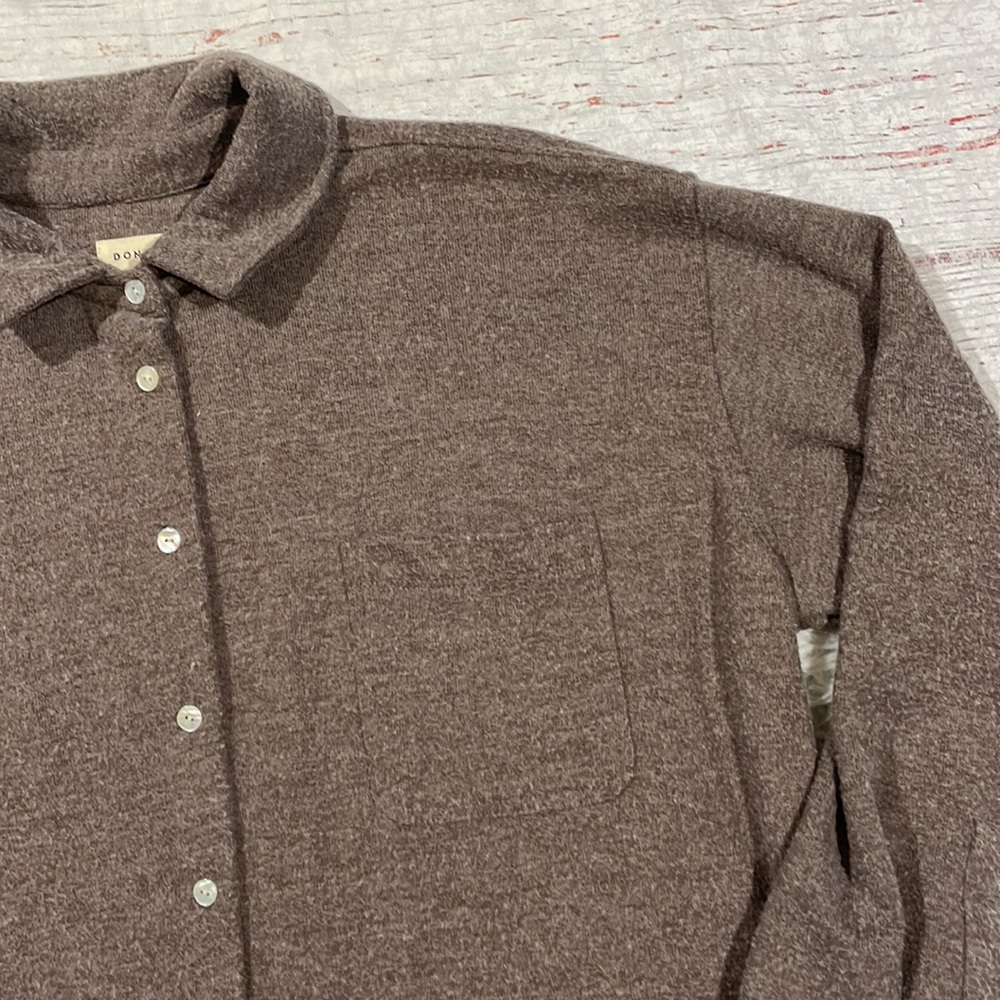 Donni Brushed Sweater Button Down Cho Brown Shirt Jacket Shacket - Picture 7 of 13